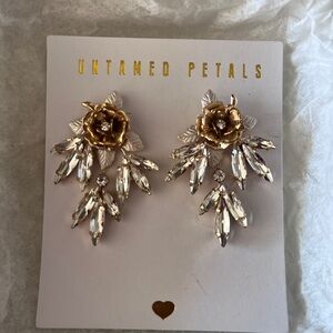 Untamed Petals Gold and Silver Floral Earrings